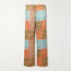 SIEDRÉS Sole Floral Printed Crinkled Crepe Wide Leg Pants 34 XS